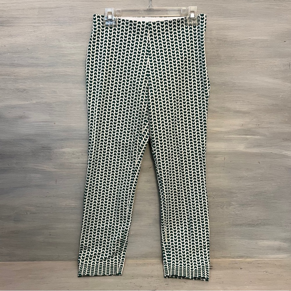 a‎ new day Green White Crescent Moon Pattern Skinny Pants Size 6 GC